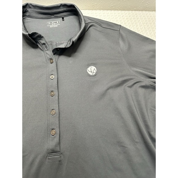OGIO Men's Dark Grey 3/4 Sleeve Performance Golf Polo Shirt Button Collar-Size M - Picture 9 of 16